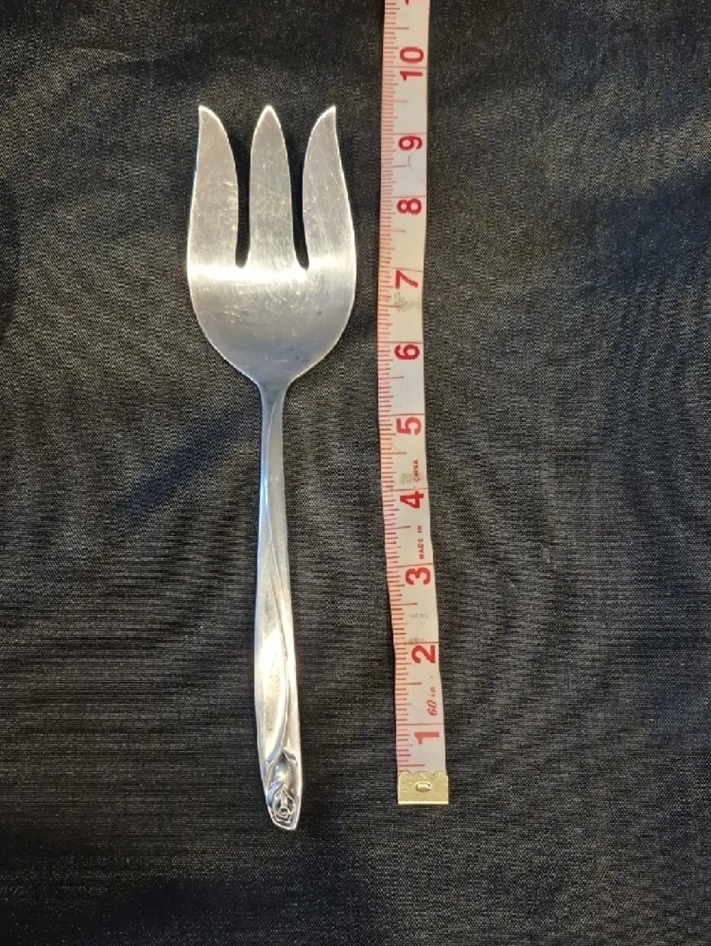International Deep Silver Serving Spoon and Fork Anniversary Rose Pattern